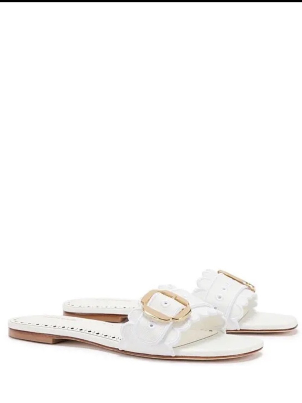 Larroude Ivy Broderie Flat Slide Sandals